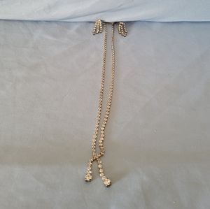 #600 Vintage crystal silver necklace and earrings set